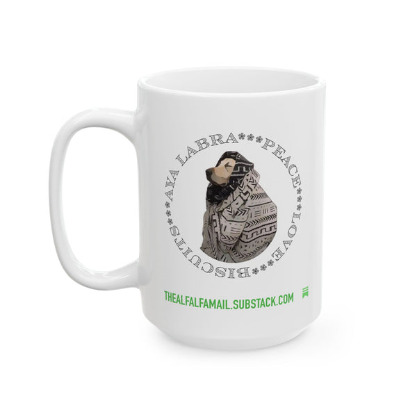 Inspirational Circle Photo Ceramic Mug — 'Love, Peace, Laugh' Personalized 11oz/15oz