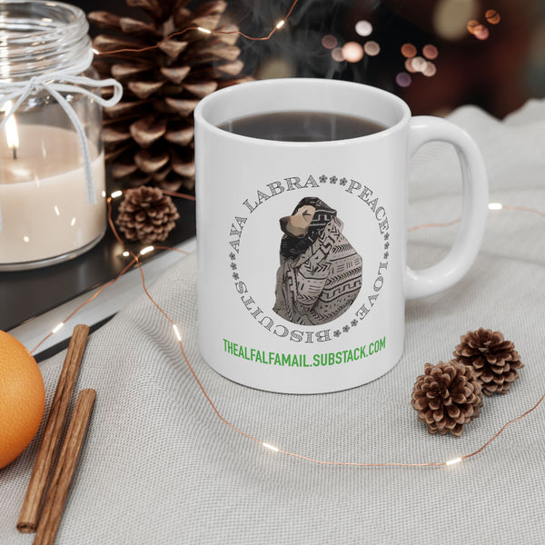 Inspirational Circle Photo Ceramic Mug — 'Love, Peace, Laugh' Personalized 11oz/15oz