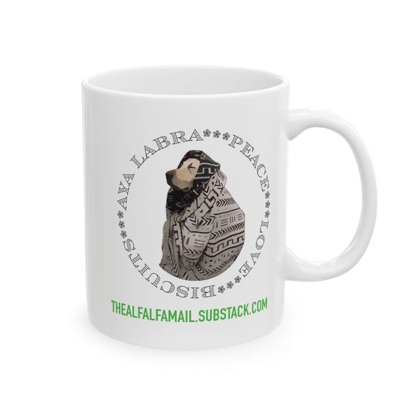Inspirational Circle Photo Ceramic Mug — 'Love, Peace, Laugh' Personalized 11oz/15oz