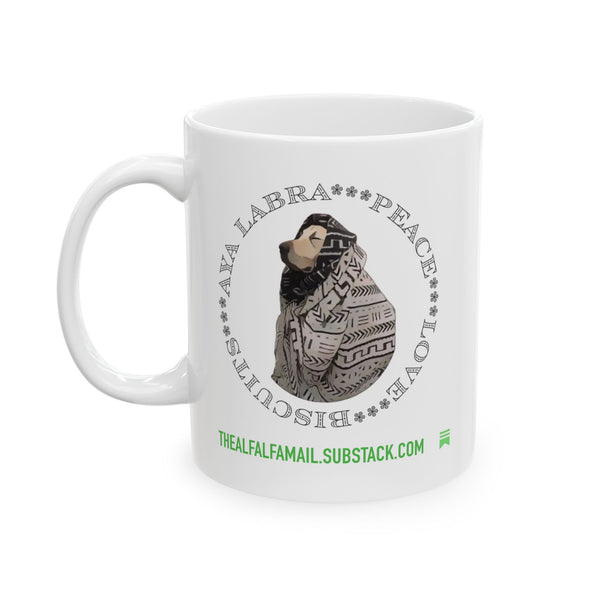 Inspirational Circle Photo Ceramic Mug — 'Love, Peace, Laugh' Personalized 11oz/15oz