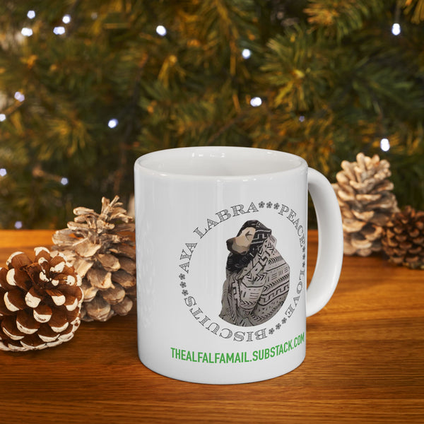 Inspirational Circle Photo Ceramic Mug — 'Love, Peace, Laugh' Personalized 11oz/15oz